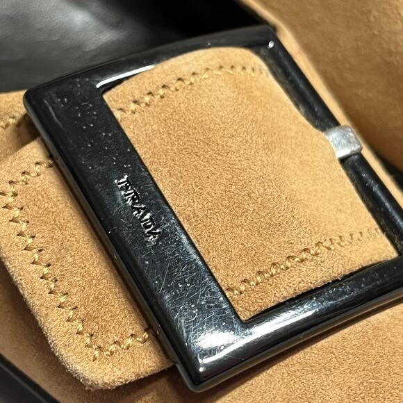 Prada Kitten Heels Iconic Mod Buckle Square Toe sz 40 (size 9.5-10) Old Money - Picture 4 of 16